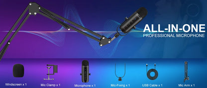 Haomuren USB Podcast Microphone Kit with Boom Arm - Smarsty