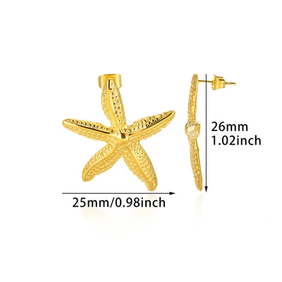 Vintage Starfish Stainless Steel Stud Earrings Lightweight - Smarsty