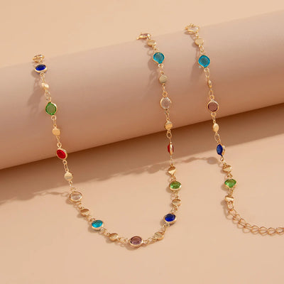 Fashion Colored Glass Crystal Waist Chain for Women - Smarsty