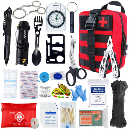 Survival First Aid Kit Survival Full Set Molle Outdoor Gear Emergency Kits Trauma Bag Camping Hiking IFAK Adventures EDC by Smarsty