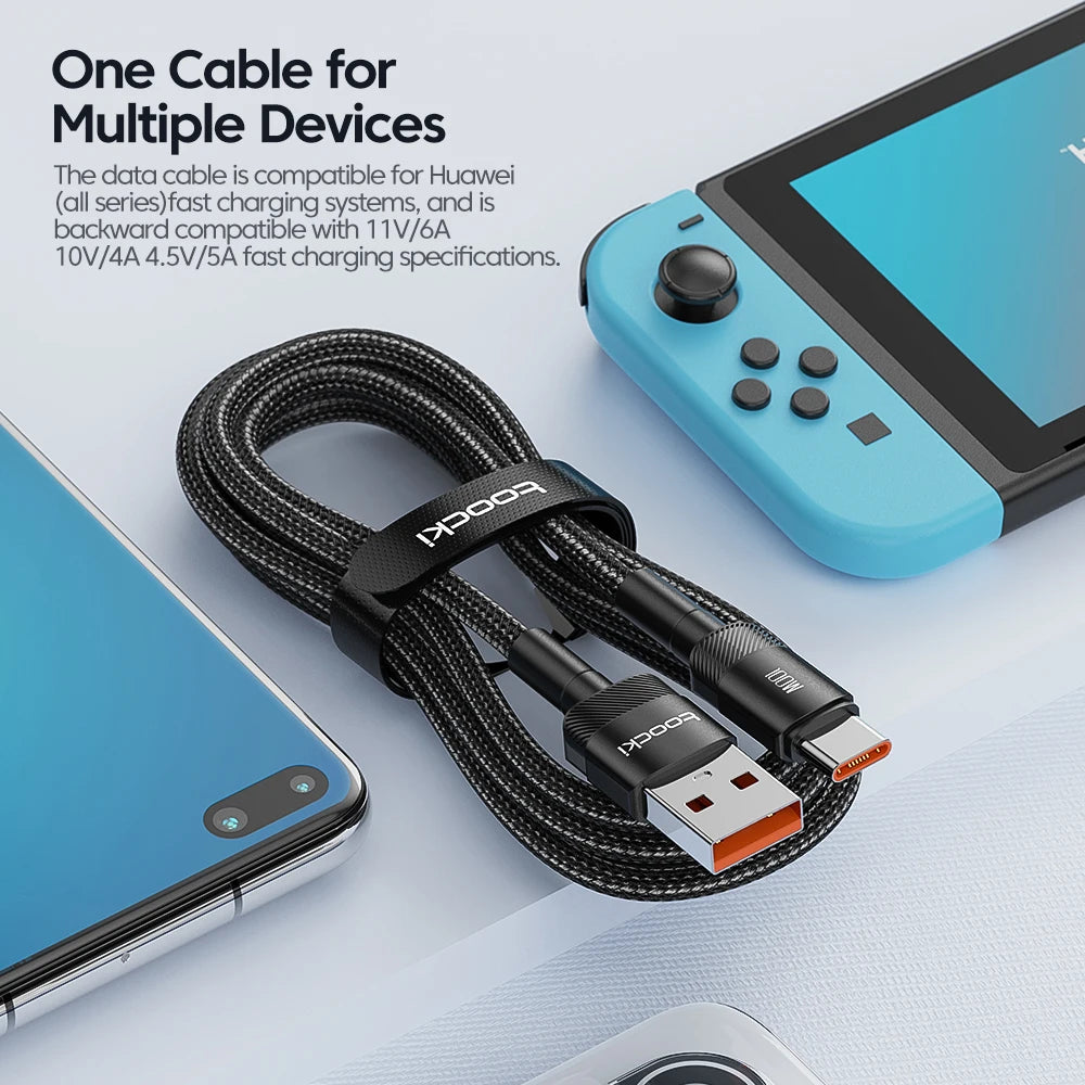 Toocki 6A USB To Type C Cable for Huawei Xiaomi PD 100W Fast Charging Charger USB C Data Cord Quick Charge for Samsung Oneplus - Smarsty