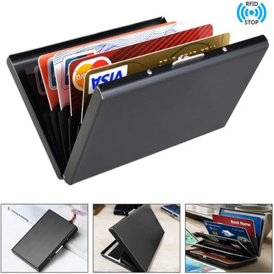 Antitheft ANTI Rfid Blocking ID Bank Credit Card Holder Wallets Men Slim Thin Aluminum Box Metal Mini Minimalist Cardholder Case - Smarsty