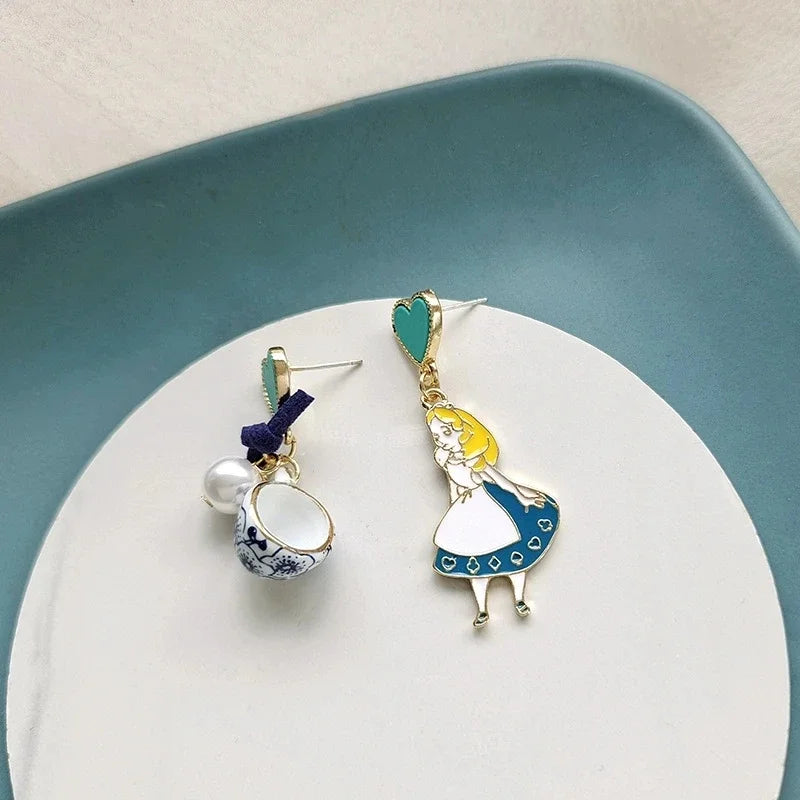 Cute Fairy Tale Princess Alice Dangle Earrings with Pearls - Smarsty