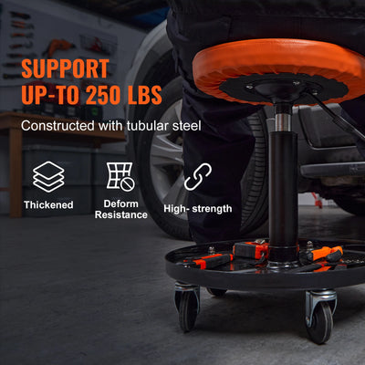 SucceBuy Mechanic Stool 250 LBS Rolling Pneumatic Creeper Garage/Shop Seat Padded Rolling Workshop Stool for Garage Auto Repair - Smarsty