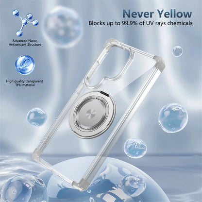 Rotating Magnetic Stand Transparent Shockproof Phone Case - Smarsty