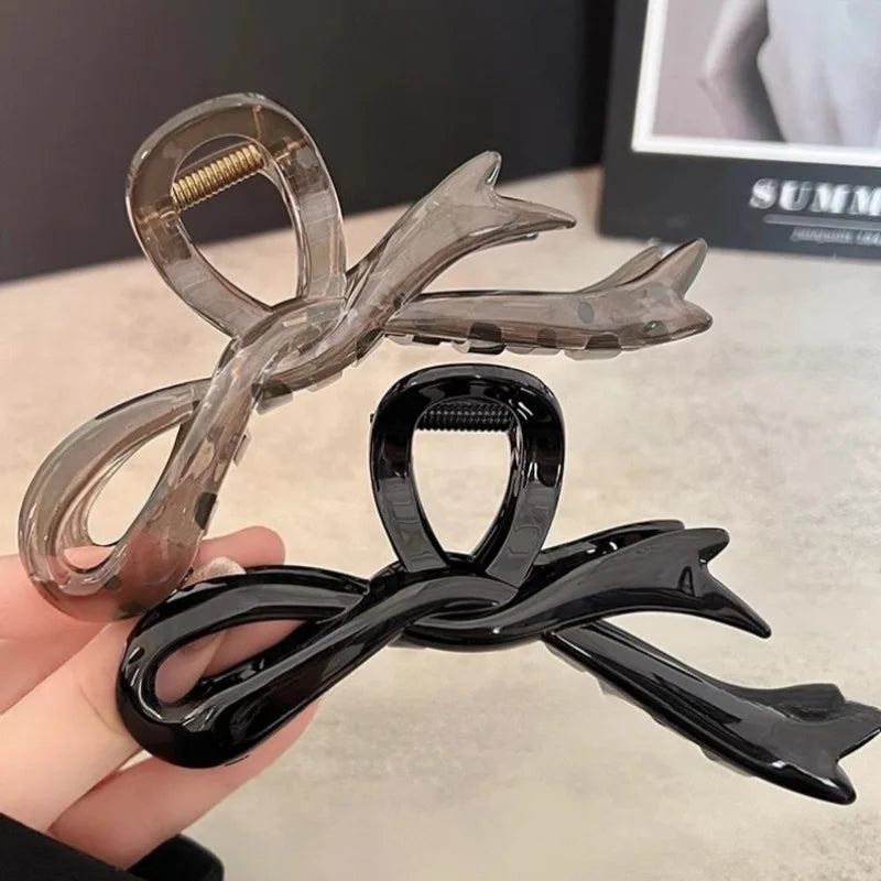13cm Acrylic Bow Hair Claw Clip Glossy Strong Grip Women - Smarsty