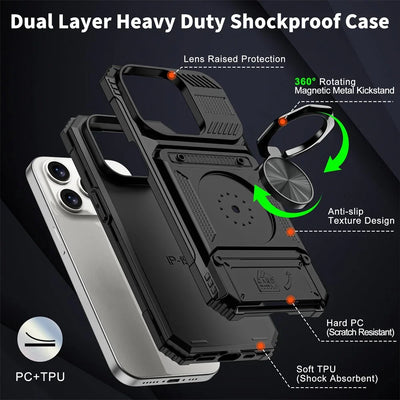 Galaxy S23 S24 Case With Magnetic Ring Kickstand Heavy Duty - Smarsty