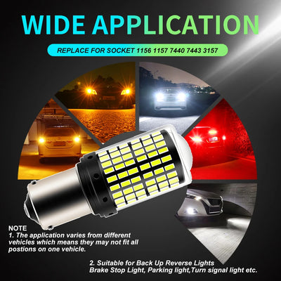 2pcs 1156 BA15S P21W BAU15S PY21W T20 7440 W21W 3157 1157 P21/5W W21/5W LED Bulbs 144smd Led 95% CanBus Lamp Turn Signal Light - Smarsty