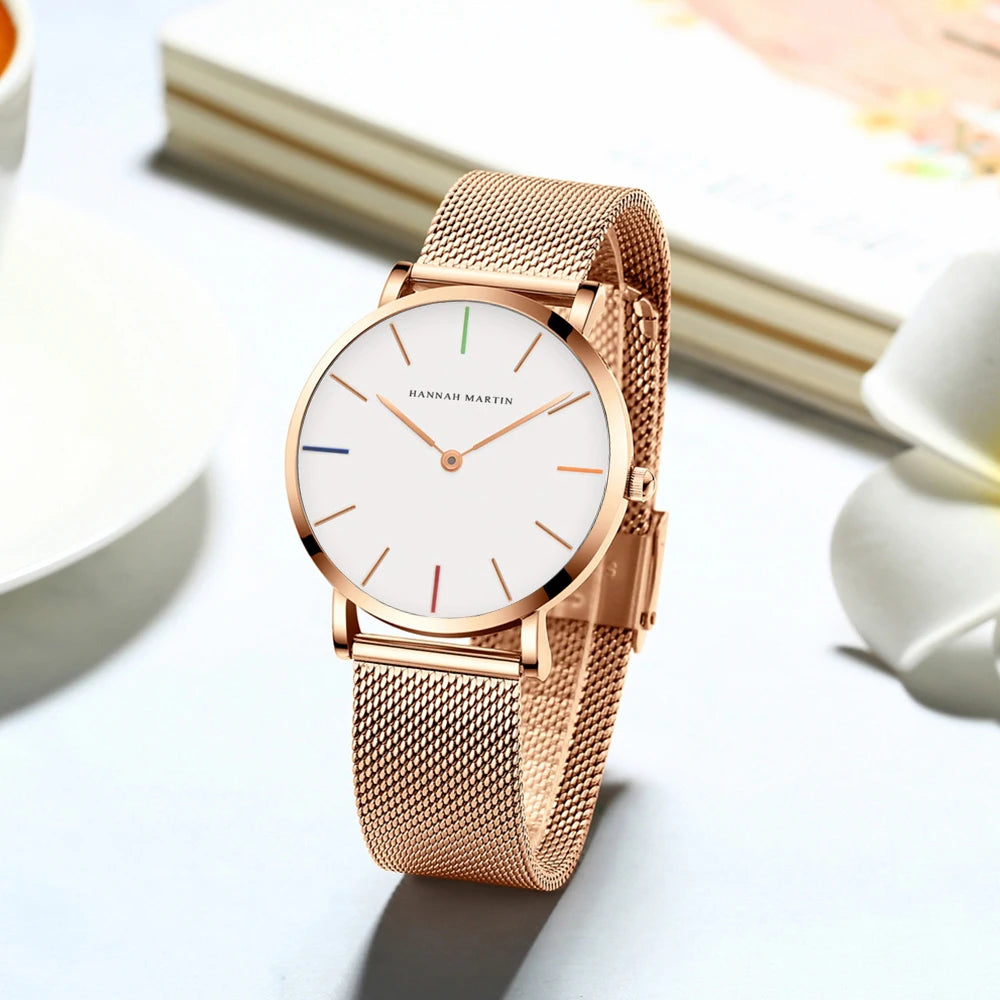 Rose Gold Women's Bracelet Watch with Japan Quartz Movement - Smarsty