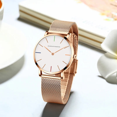 Rose Gold Women's Bracelet Watch with Japan Quartz Movement - Smarsty