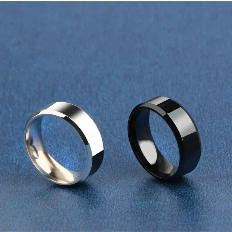 Stainless Steel Black Wedding Band Ring for Couples - Smarsty