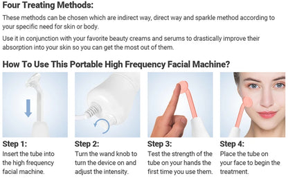 Portable High Frequency Skin Therapy Wand for Acne and Wrinkle Reduction - Smarsty