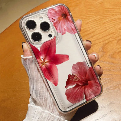 Clear Floral Phone Case Anti Fingerprint For iPhone 15 16 17 - Smarsty