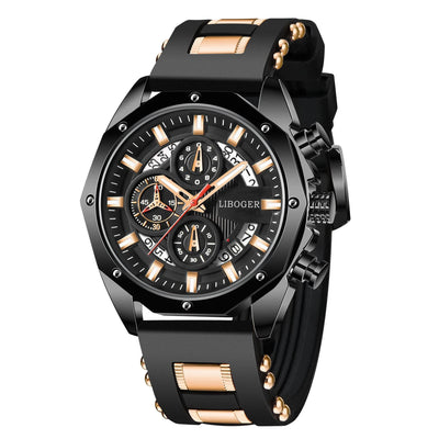 Fashion Men Watch with Auto Date and Silicone Strap - Smarsty