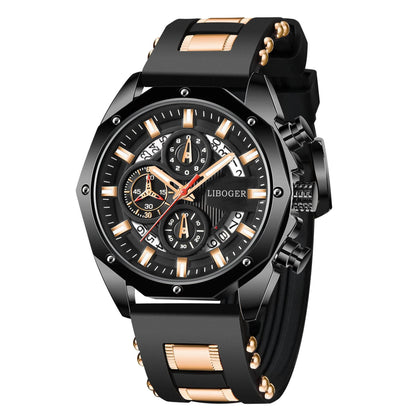 Fashion Men Watch with Auto Date and Silicone Strap - Smarsty