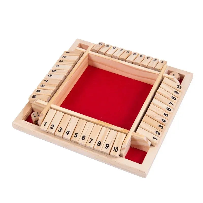 Wooden Dice Board Game Shut The Box for 4 Players Flaps & Dices Game Parent-children Interaction Family Entertainment - Smarsty