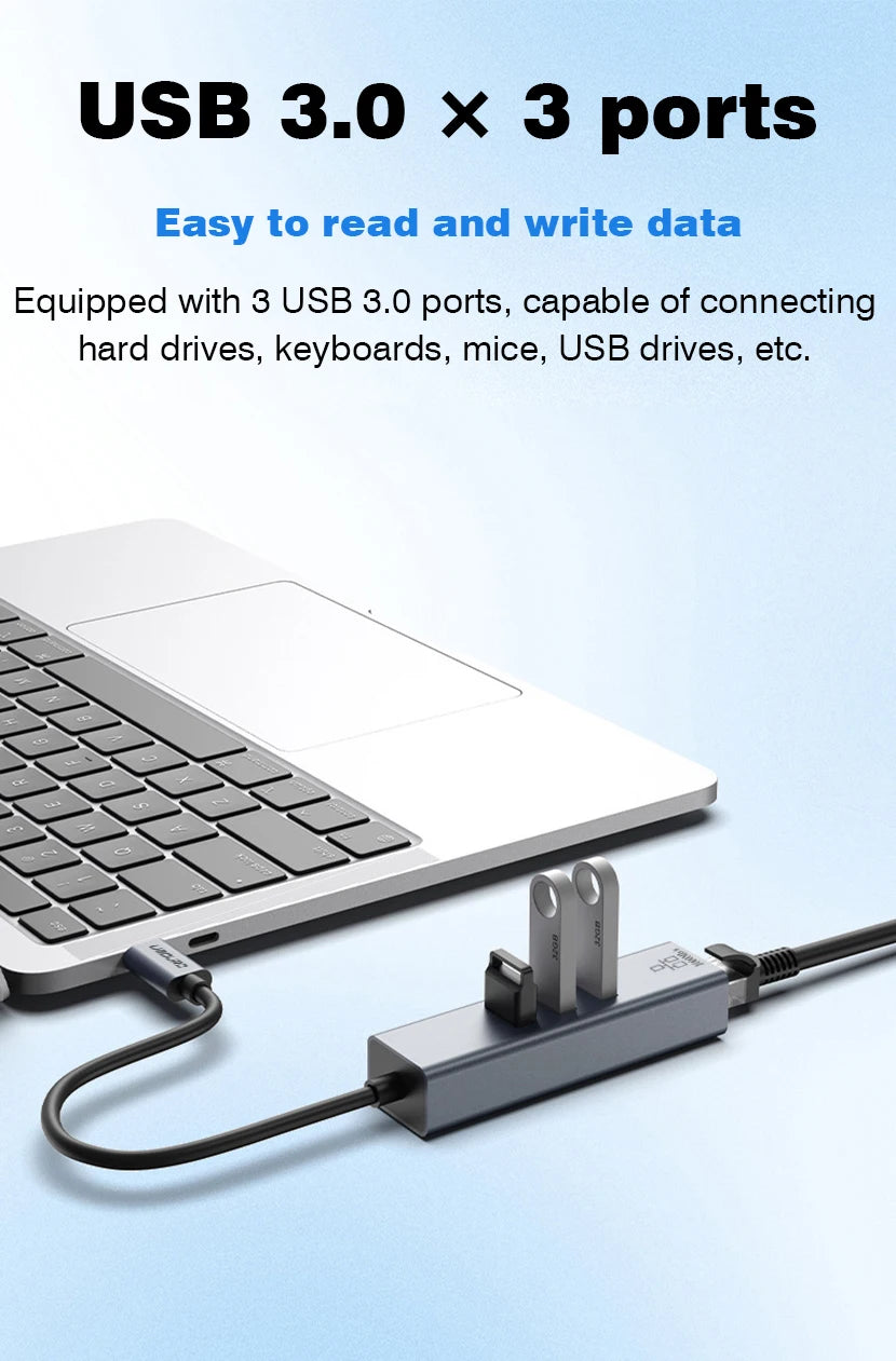 USB C Hub Docking Station With Gigabit Ethernet 100W Charge