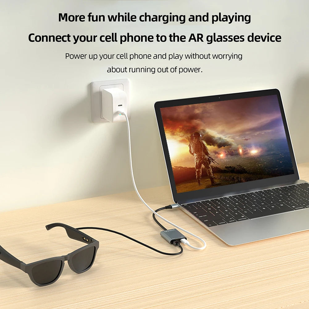 2 in 1 USB-C HUB PD100W&Data Transfer USB C Docking Station 10Gbps USB C Dock USB C Dongle for AR Glasses Phone Tablet Laptop PC