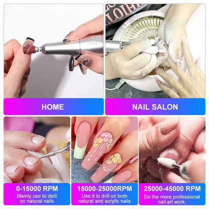 Professional Electric Nail Drill 45000RPM Low Noise Polisher - Smarsty