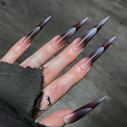 24 Piece Glossy Black Press On Nails Set - Smarsty