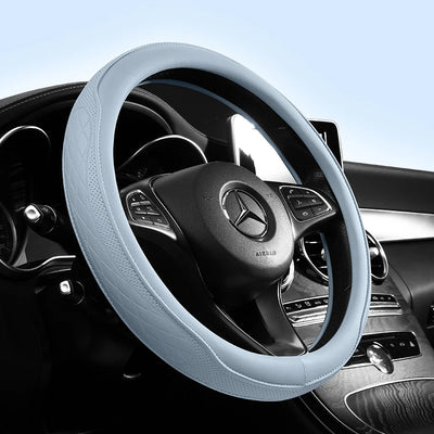 Napa Leather Perforated Patchwork Car Steering Wheel Cover, Non-slip, Breathable, Universal 15 Inch (Approx. 38cm) - Smarsty