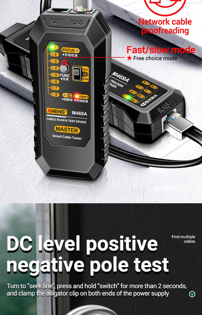 ANENG M469A Network Cable Tracker Tool with RJ45 and RJ11 Support - Smarsty