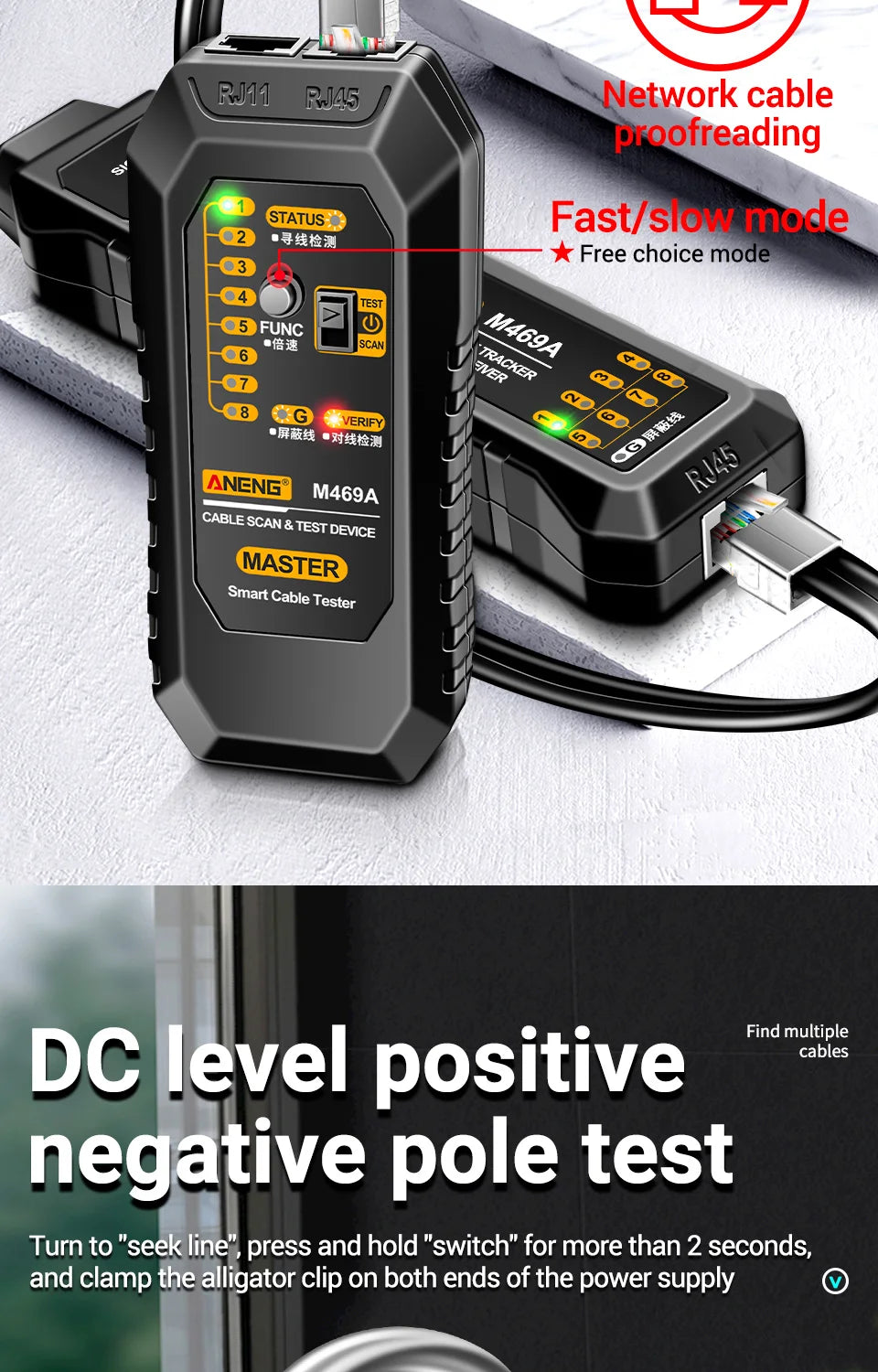 ANENG M469A Network Cable Tester with Line Tracking Feature - Smarsty