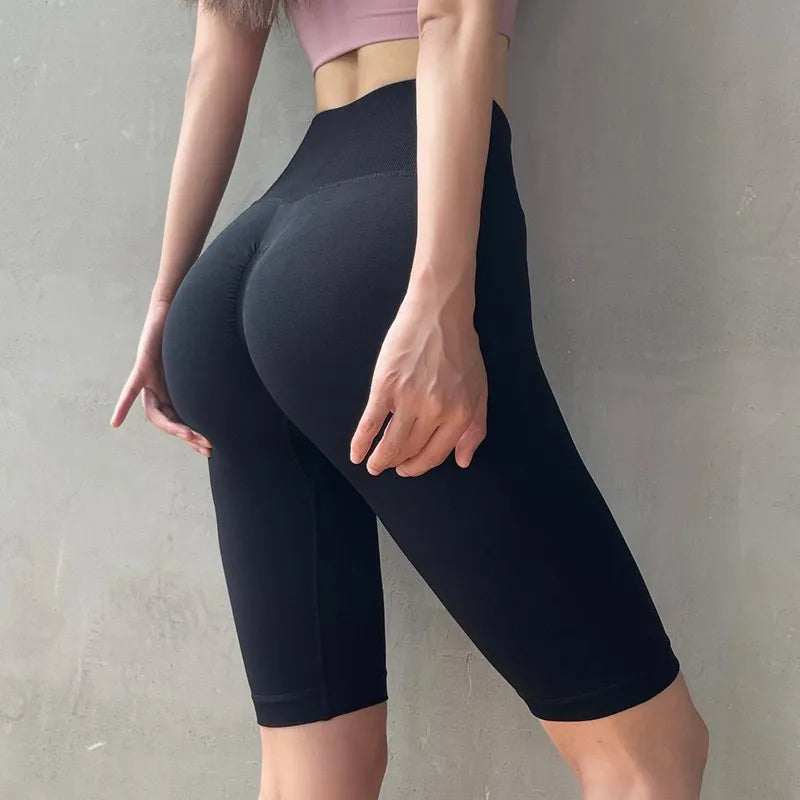 Women Yoga Shorts High Waist Sport Shorts Hip Push Up Soft Fitness Quick Dry Running Shorts Tummy Control Workout Gym Shorts - Smarsty