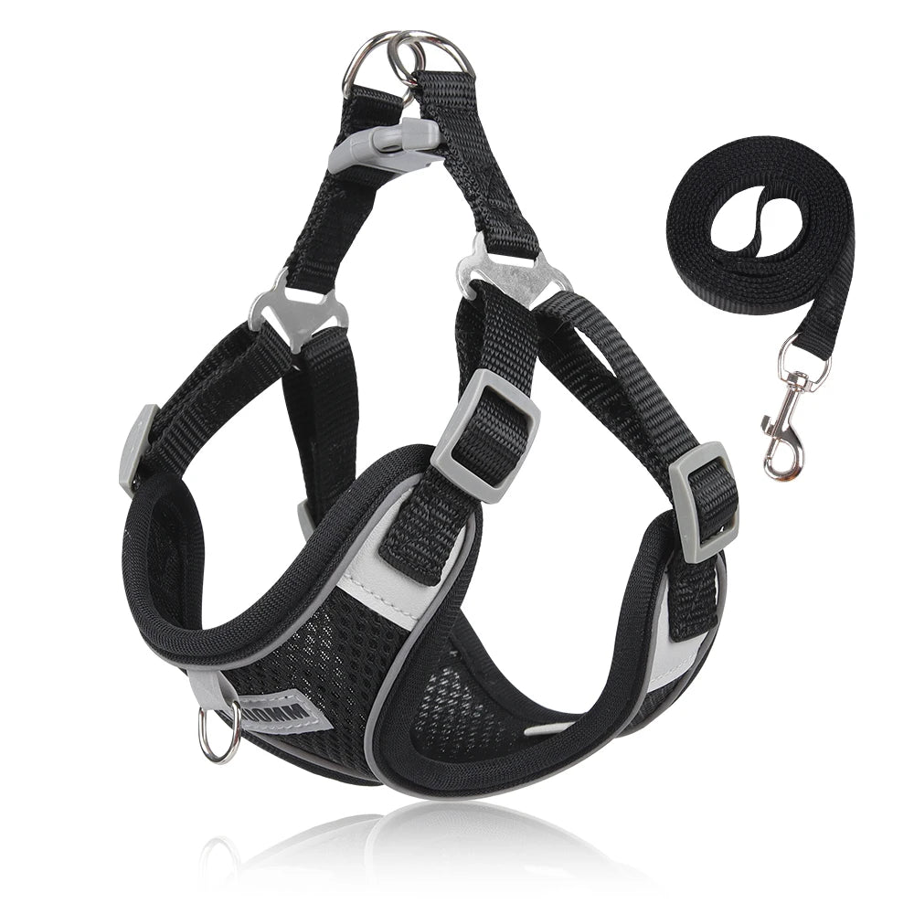 Reflective Dog Harness Leash Set for Outdoor Safety - Smarsty