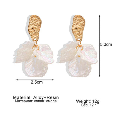 Korean Fashion White Crystal Flower Dangle Earrings for Women - Smarsty