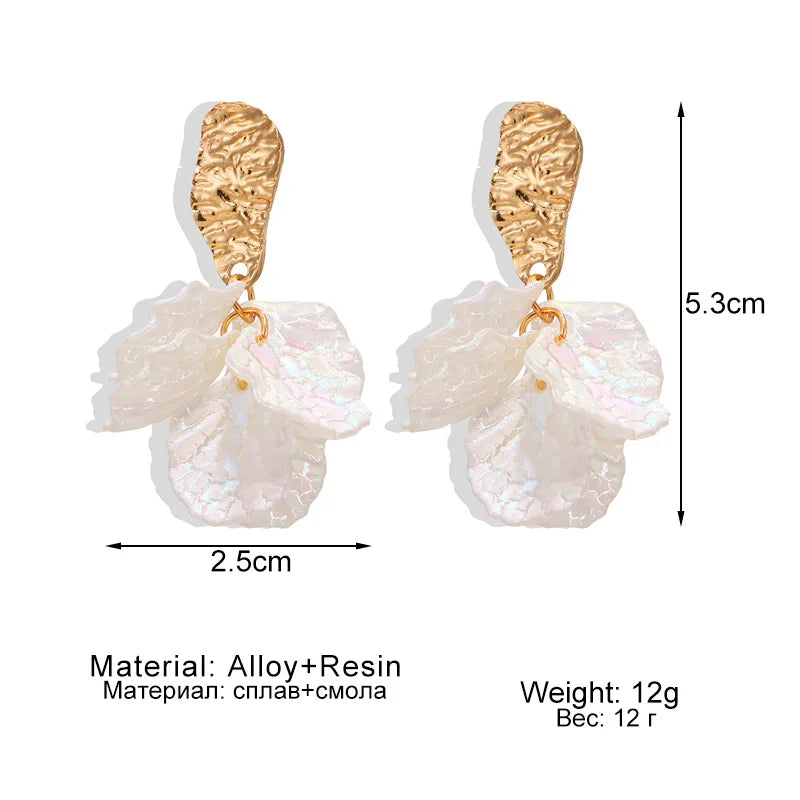 Korean Fashion White Crystal Flower Dangle Earrings for Women - Smarsty