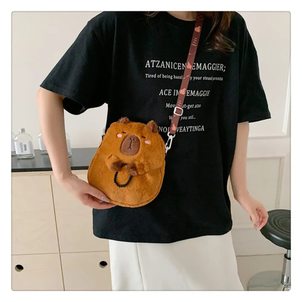 Capybara Plush Cartoon Shoulder Bag Large Capacity Unisex - Smarsty