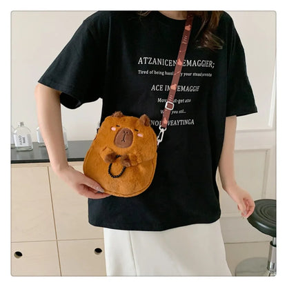Capybara Plush Cartoon Shoulder Bag Large Capacity Unisex - Smarsty
