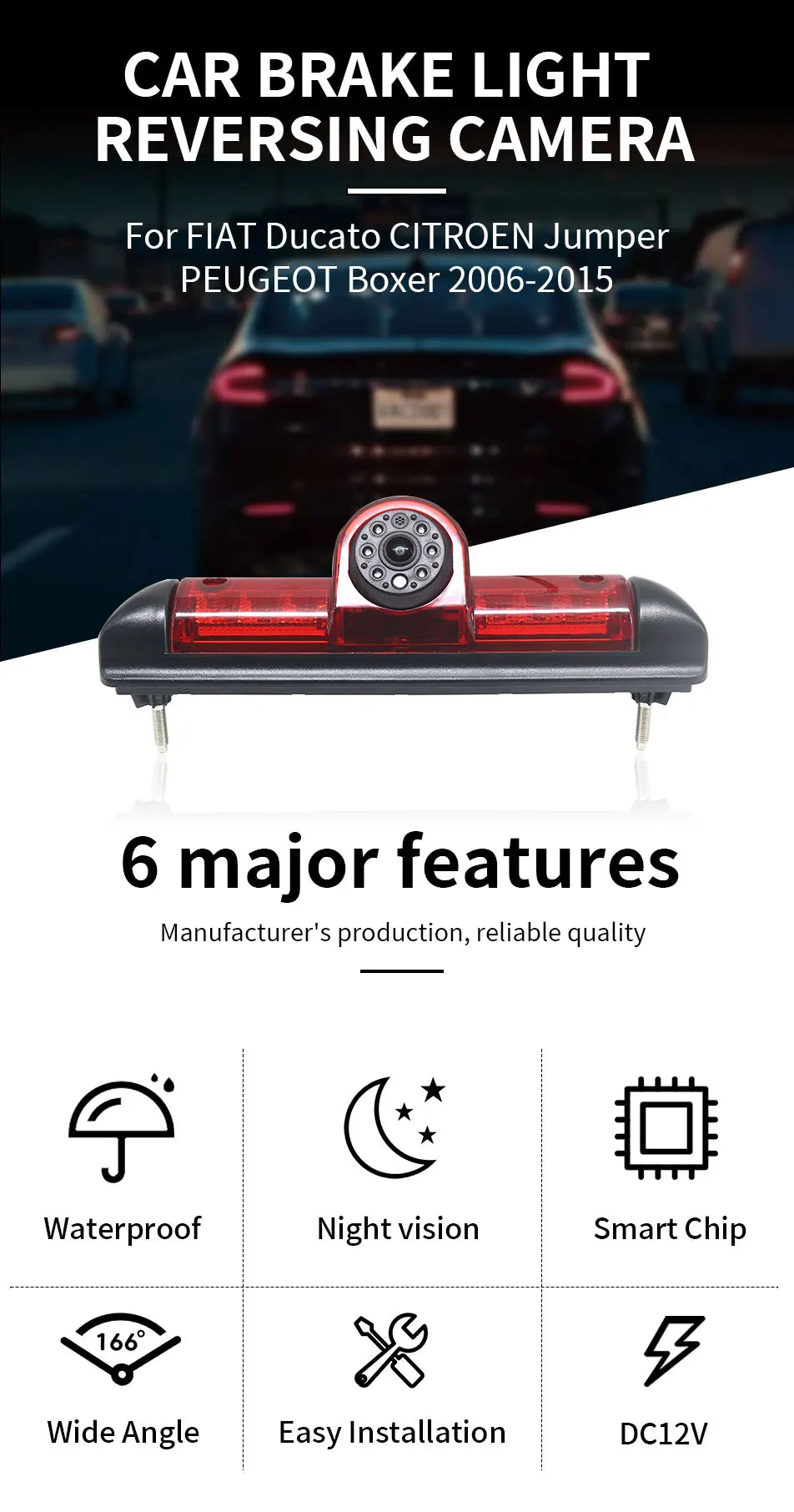 Waterproof Night Vision Reversing Car Camera for Vans - Smarsty
