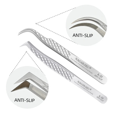NAGARAKU Stainless Steel Eyelash Extension Tweezers for Precision Application - Smarsty