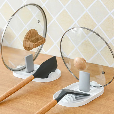 1pcs Polychrome Foldable Nordic Style Pot Holder Lid Shovel Storage Rack Practical Multifunctional Utensils for Kitchen Supplies by Smarsty