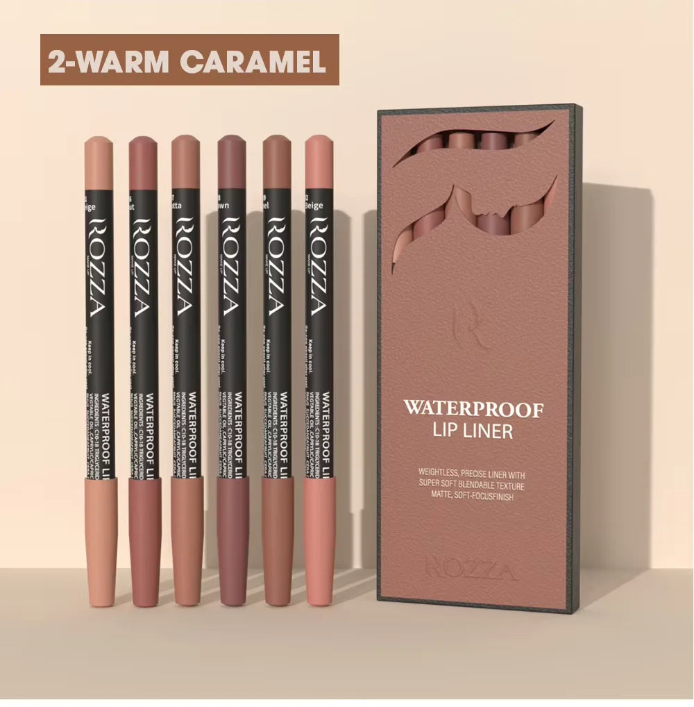 Rozza Waterproof Lip Liner Pencil Set for Long Lasting Wear - Smarsty