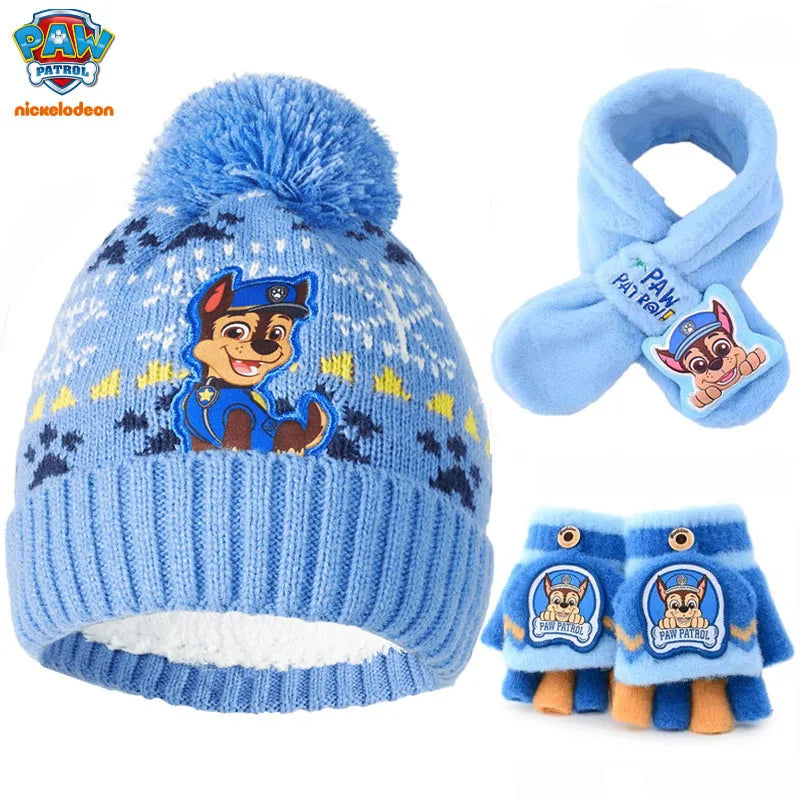 Kids Cartoon Winter Hat Scarf Set With Gloves Warmth - Smarsty