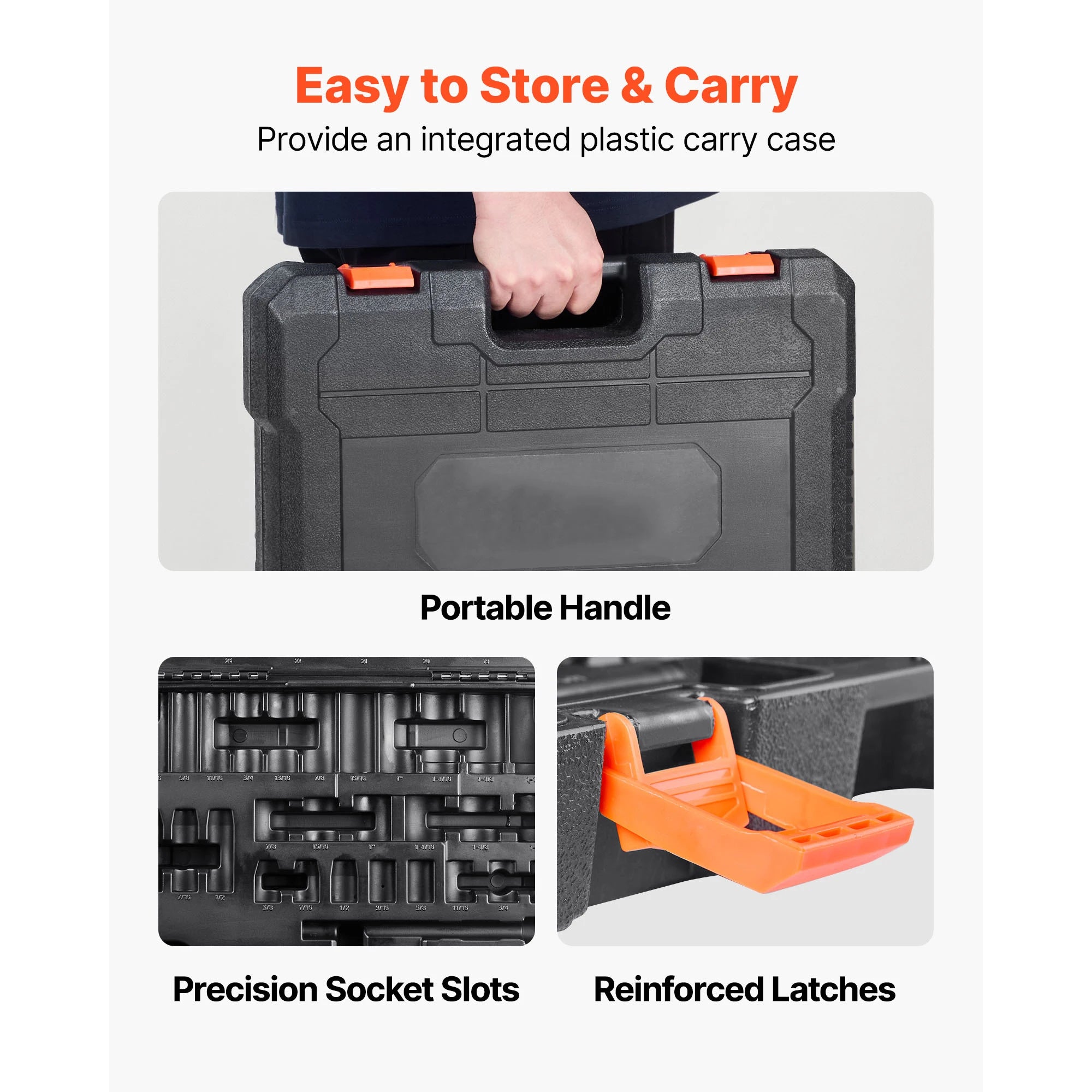 SucceBuy 26/65PCs US Plus Drive Impact Socket Set Deep Standard Socket Set SAE Metric 6 Point CR-V Cr-Mo Alloy Steel Auto Repair