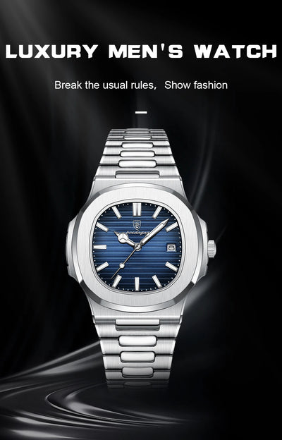 Luxury Waterproof Square Men Wristwatch with Luminous Date - Smarsty