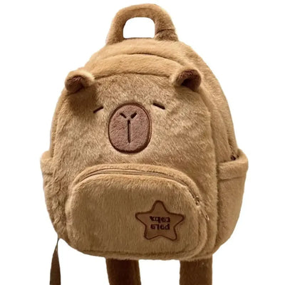 Kawaii Capybara Plush Backpack for Women Versatile Cartoon Funny Capibala Crossbody Bag aLrge Capacity Tote Bag - Smarsty
