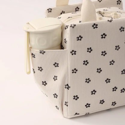 Corduroy Lunch Bag With Thermal Insulation Cooler Pack - Smarsty