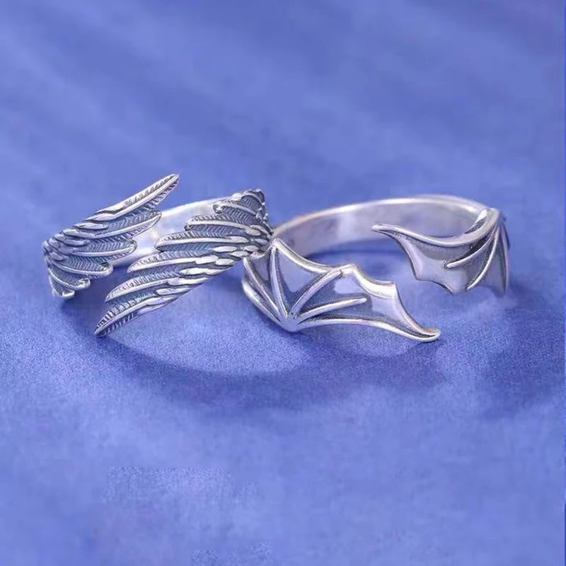Punk Angel Demon Wing Couples Rings Set - Smarsty