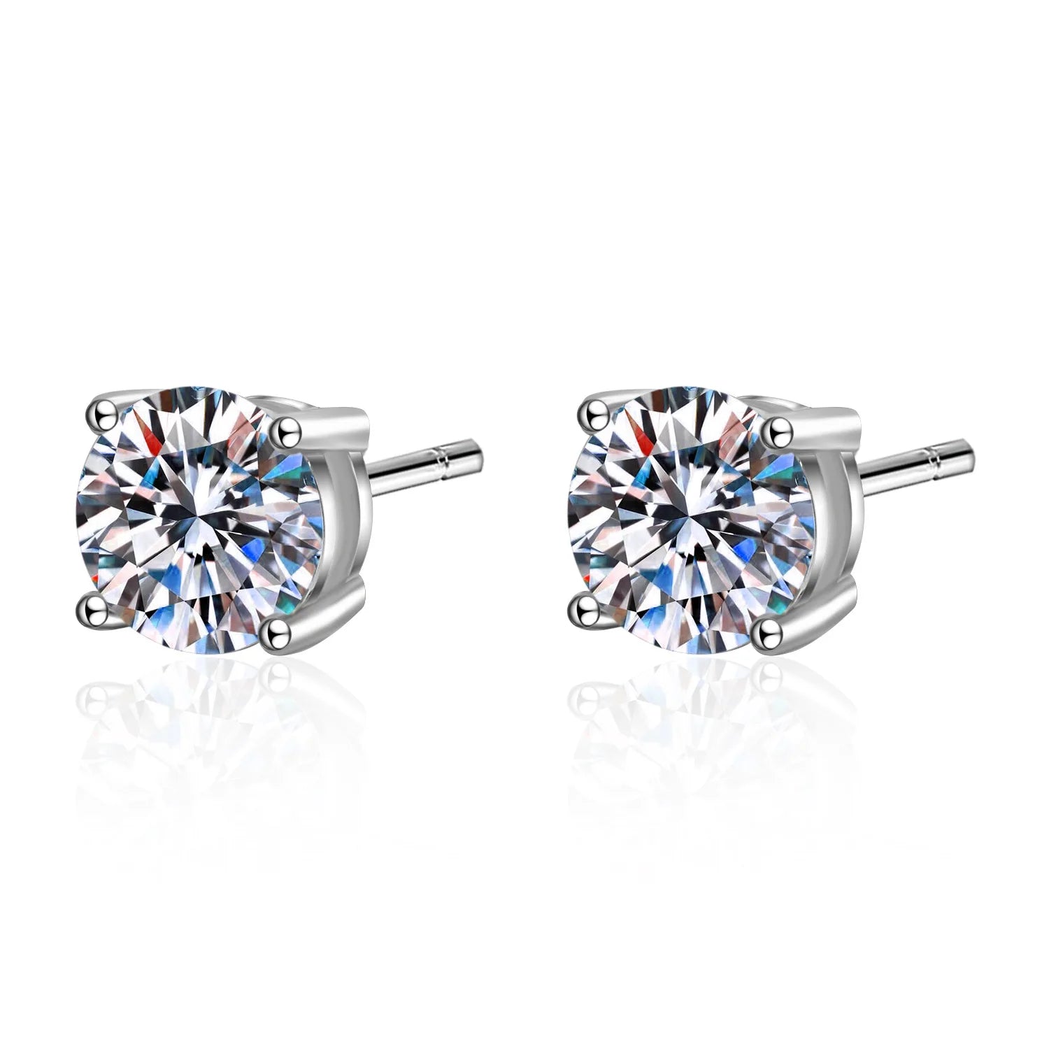 Moissanite Earrings 2ct Sterling Silver Brilliant Studs - Smarsty
