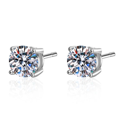 Moissanite Earrings 2ct Sterling Silver Brilliant Studs - Smarsty