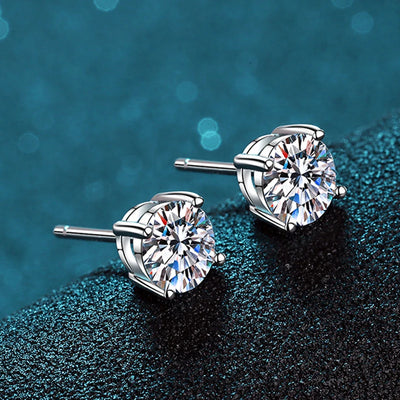 Moissanite Earrings 2ct Sterling Silver Brilliant Studs - Smarsty