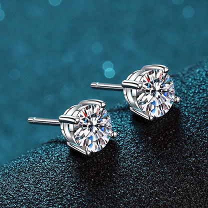 Moissanite Earrings 2ct Sterling Silver Brilliant Studs - Smarsty
