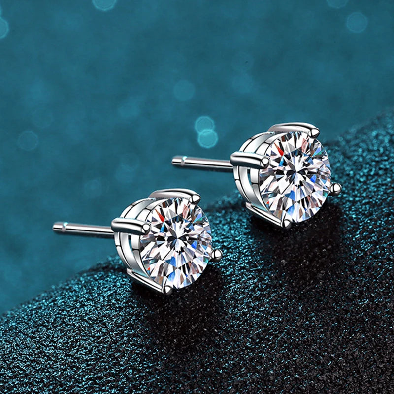 Moissanite Earrings 2ct Sterling Silver Brilliant Studs - Smarsty