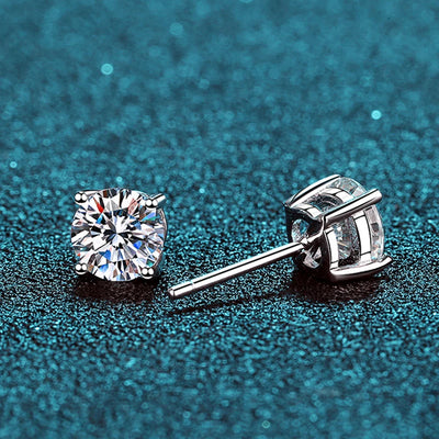 Moissanite Earrings 2ct Sterling Silver Brilliant Studs - Smarsty