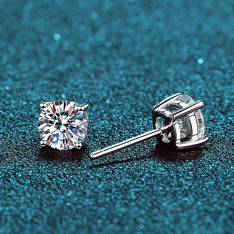Moissanite Earrings 2ct Sterling Silver Brilliant Studs - Smarsty